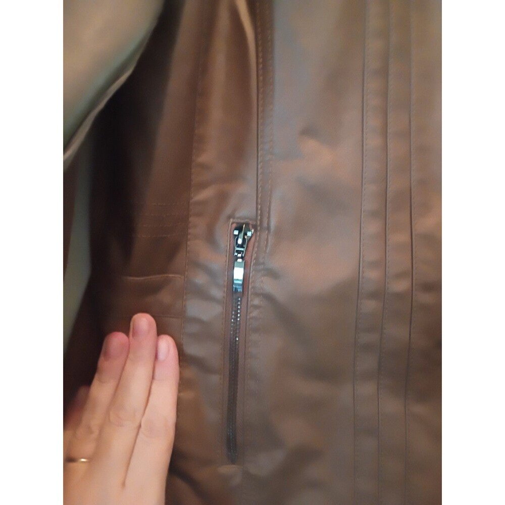 Christopher & Banks Women’s Brown Faux Leather Full Zip Jacket - Picture 3 of 8